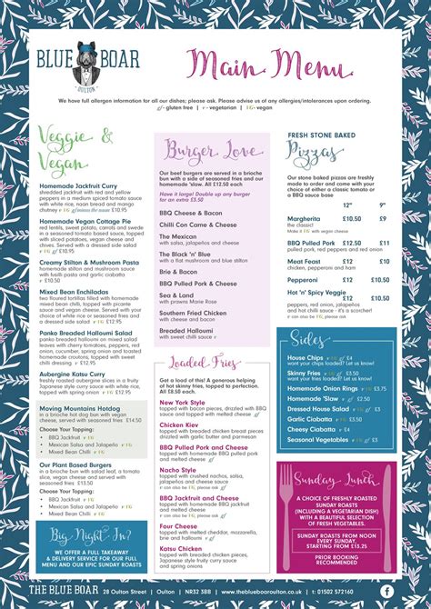 blue boar cafeteria menu.